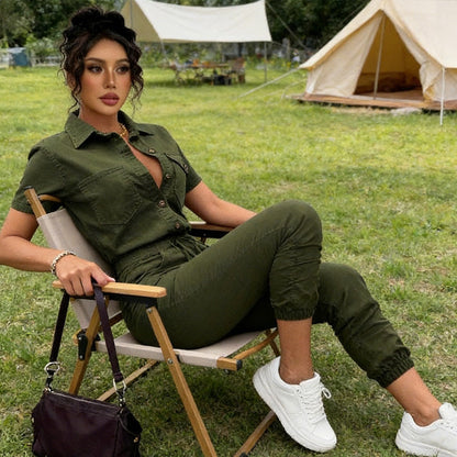 💖Short Sleeve Button-Front Jumpsuit for Women🌟