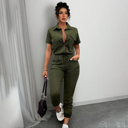 💖Short Sleeve Button-Front Jumpsuit for Women🌟