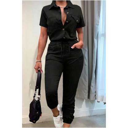 💖Short Sleeve Button-Front Jumpsuit for Women🌟