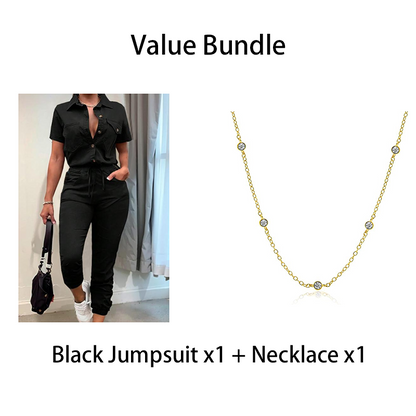 💖Short Sleeve Button-Front Jumpsuit for Women🌟