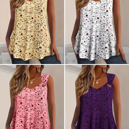 🌸 Women's Summer Floral Print Tank Top – Soft, breathable & sleeveless