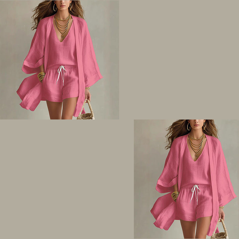 Women's Casual 3-Piece Lounge Set with Cardigan