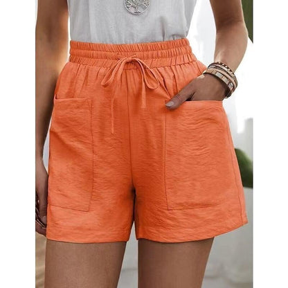 ✨Women's High-Waist Drawstring Breathable Shorts - Loose Fit, Cotton Blend, Drawstring Waist👖