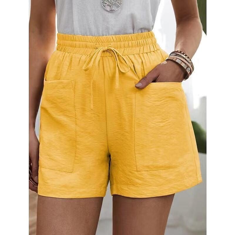 ✨Women's High-Waist Drawstring Breathable Shorts - Loose Fit, Cotton Blend, Drawstring Waist👖