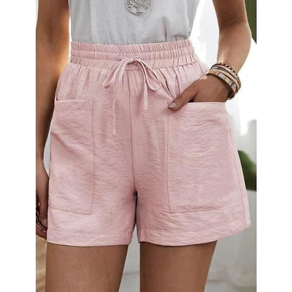 ✨Women's High-Waist Drawstring Breathable Shorts - Loose Fit, Cotton Blend, Drawstring Waist👖