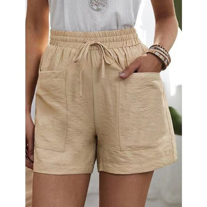 ✨Women's High-Waist Drawstring Breathable Shorts - Loose Fit, Cotton Blend, Drawstring Waist👖