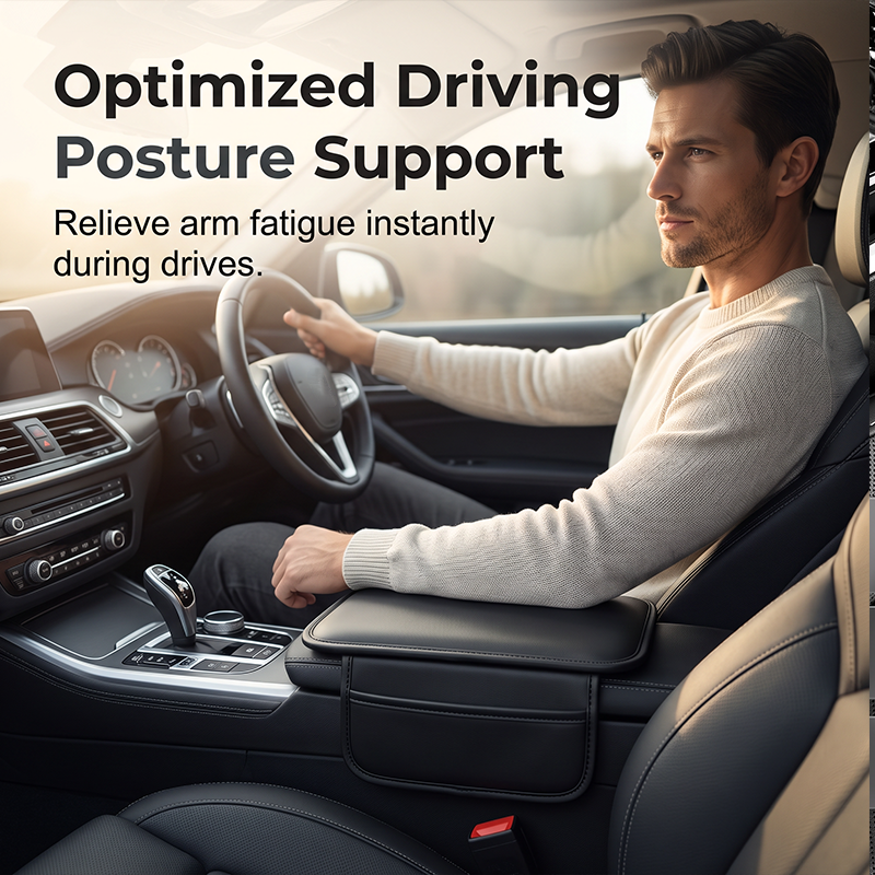 🚗Car Center Console Armrest Cover with Side Storage Pockets, Soft Protective Cushion Organizer