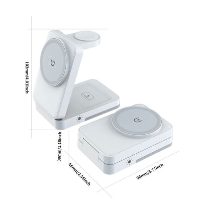 🔋 3-in-1 Foldable Magnetic Charging Stand | Wireless Charging Station for Phone, Watch & Earbuds | Compact & Space-Saving ✨