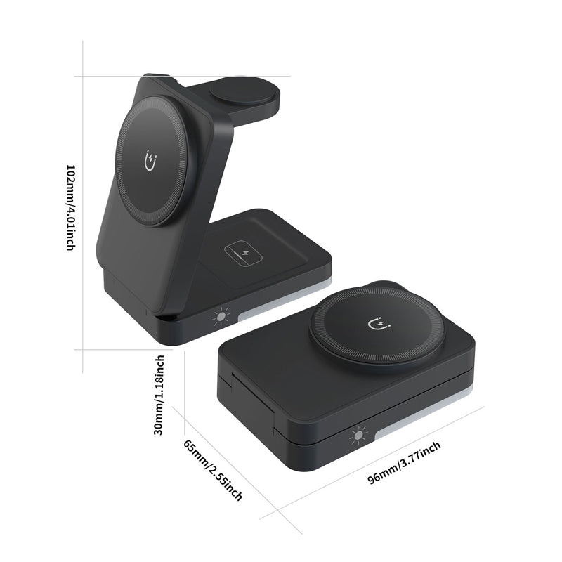 🔋 3-in-1 Foldable Magnetic Charging Stand | Wireless Charging Station for Phone, Watch & Earbuds | Compact & Space-Saving ✨