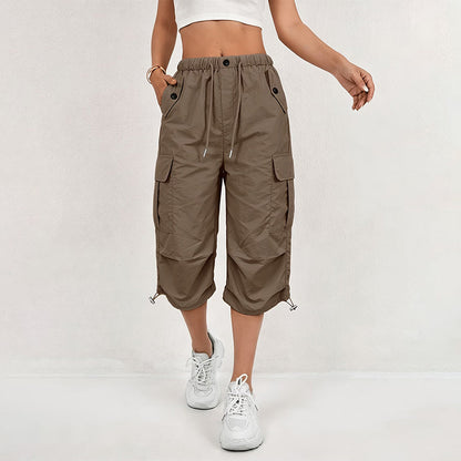 💖Women’s Lightweight Quick Dry Cargo Capri Trousers, Utility Everyday Outdoor Pants
