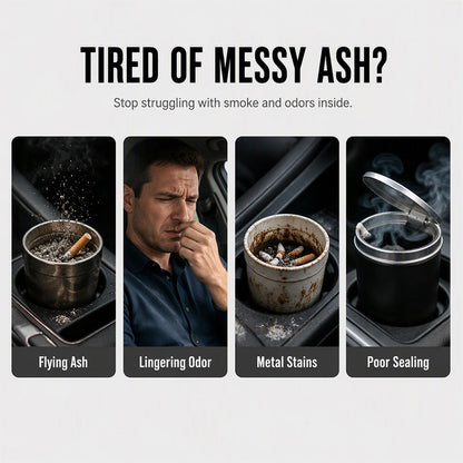 Contain Ash Instantly! No-Odor Rotating Ceramic Car Ashtray