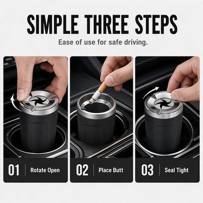 Contain Ash Instantly! No-Odor Rotating Ceramic Car Ashtray