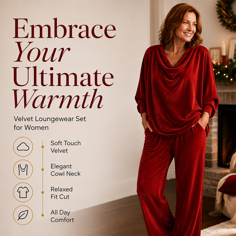 💖🍂 Women's Cowl Neck Top and Wide-Leg Pants Set – Effortless Elegance for Autumn