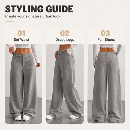 ✨ Easy Everyday Comfort | Women's Relaxed Wide-Leg Pants with Side Pockets
