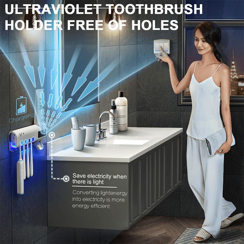 ✨ Wall-Mounted UV Toothbrush Sanitizer – 360° Sterilization, Human Induction & No-Drill Wireless Design – Cleaner Brushes, Fresher Bathroom