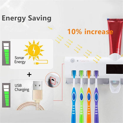 ✨ Wall-Mounted UV Toothbrush Sanitizer – 360° Sterilization, Human Induction & No-Drill Wireless Design – Cleaner Brushes, Fresher Bathroom