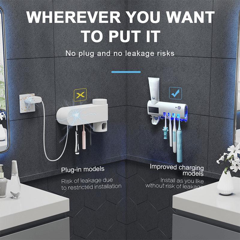 ✨ Wall-Mounted UV Toothbrush Sanitizer – 360° Sterilization, Human Induction & No-Drill Wireless Design – Cleaner Brushes, Fresher Bathroom