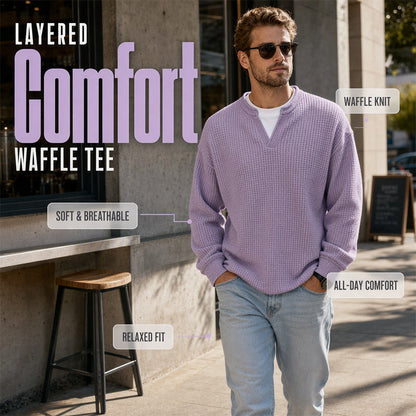 👕 Layered Comfort Waffle Tee – Textured, Relaxed & Effortlessly Put-Together