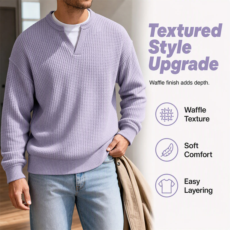👕 Layered Comfort Waffle Tee – Textured, Relaxed & Effortlessly Put-Together