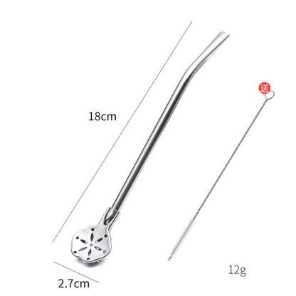 🥤 2-in-1 Stainless Steel Straw Spoon – Stir, Sip & Filter Easily ✨