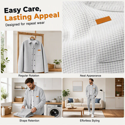 🧥 Texture Meets Utility | Men's 2-Piece Lounge Set with Functional Pockets