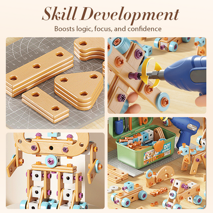 🔧🧒 Children's Educational DIY Tool Kit – STEM building set with electric drill, 124+ pcs & storage box. Encourages creativity, logic & fine motor skills – perfect for little builders! 🛠️✨