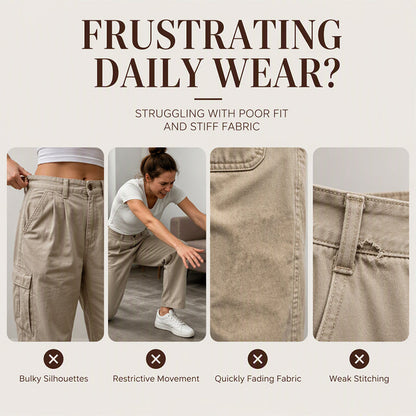 ✨Tailored Comfort | Women's Straight-Leg Utility Trousers with Reinforced Seams