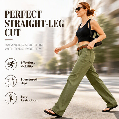 ✨Tailored Comfort | Women's Straight-Leg Utility Trousers with Reinforced Seams