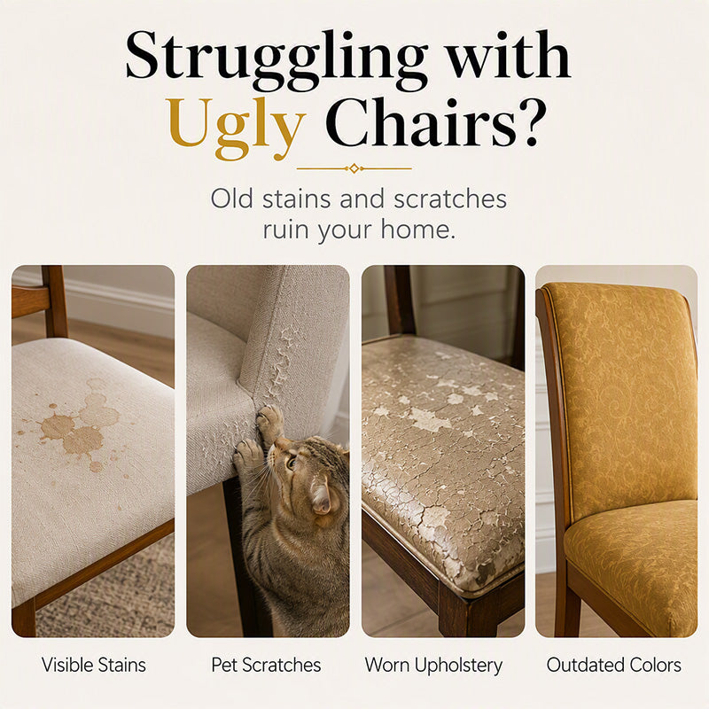 🪑  ✨ Washable Stretch Chair Cover – Baroque Gilded Print, High‑Density Elastic Fabric ✨