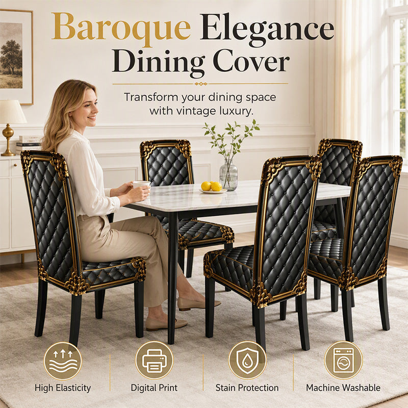 🪑  ✨ Washable Stretch Chair Cover – Baroque Gilded Print, High‑Density Elastic Fabric ✨