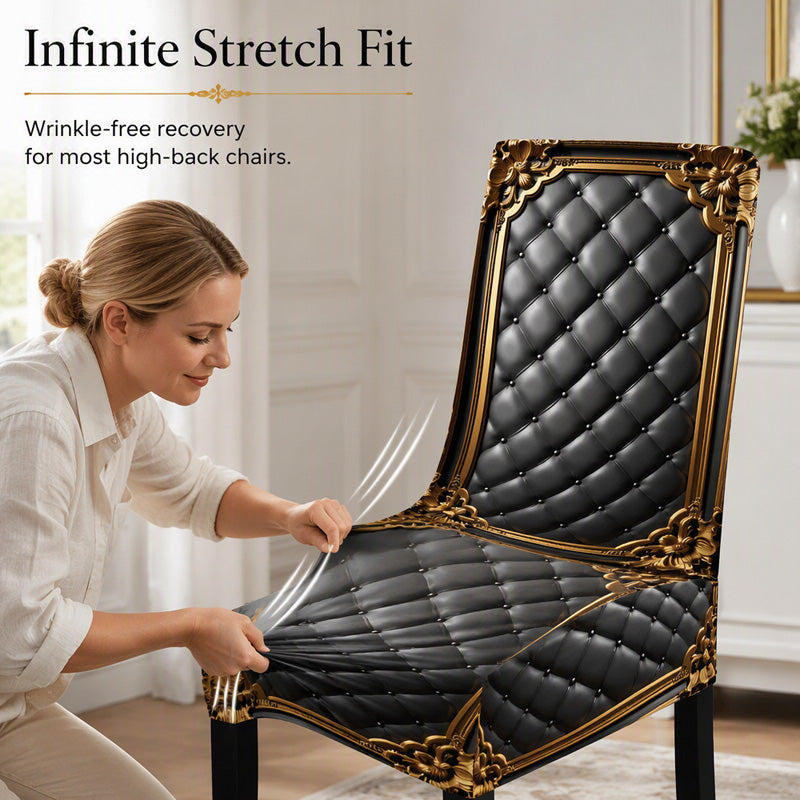 🪑  ✨ Washable Stretch Chair Cover – Baroque Gilded Print, High‑Density Elastic Fabric ✨