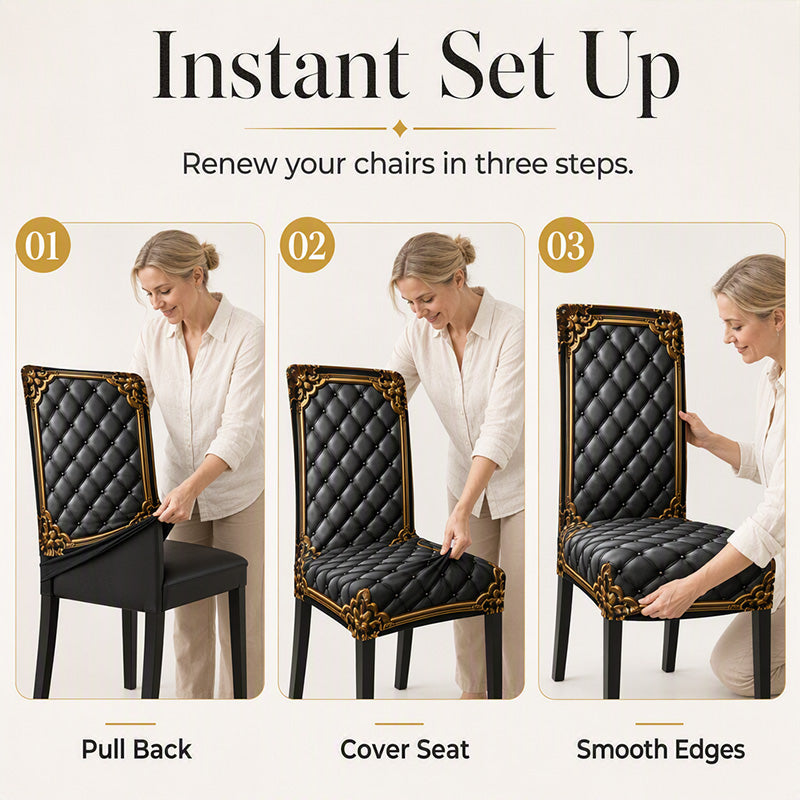 🪑  ✨ Washable Stretch Chair Cover – Baroque Gilded Print, High‑Density Elastic Fabric ✨