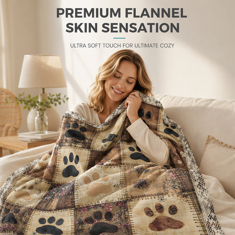 🐶 Cute Paw Print Soft Flannel Blanket – Snuggly, Warm, Lovely Home Decor 🛌
