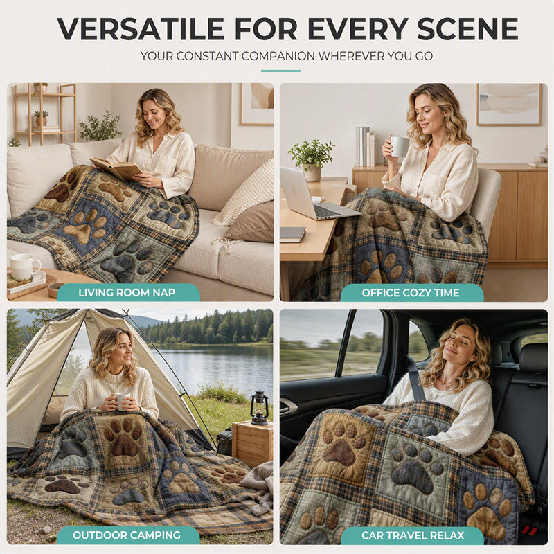 🐶 Cute Paw Print Soft Flannel Blanket – Snuggly, Warm, Lovely Home Decor 🛌