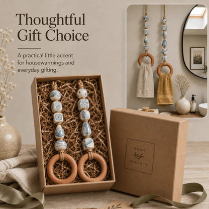 🏠Decorative Beaded Towel Hanger with Wooden Ring