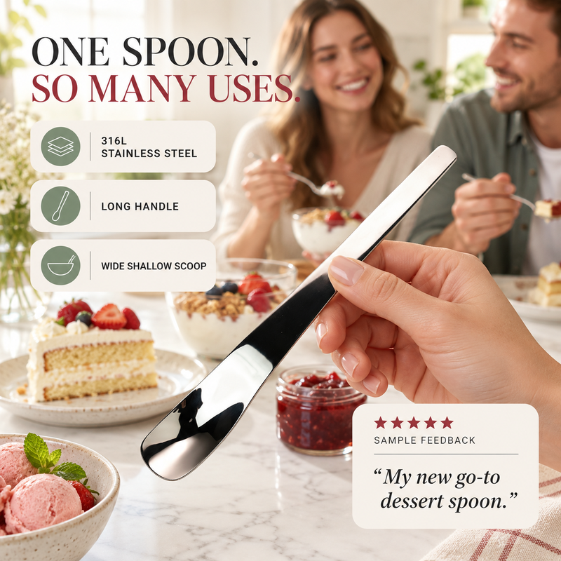 🥄Long-Handle 316L Stainless Steel Dessert Spoon
