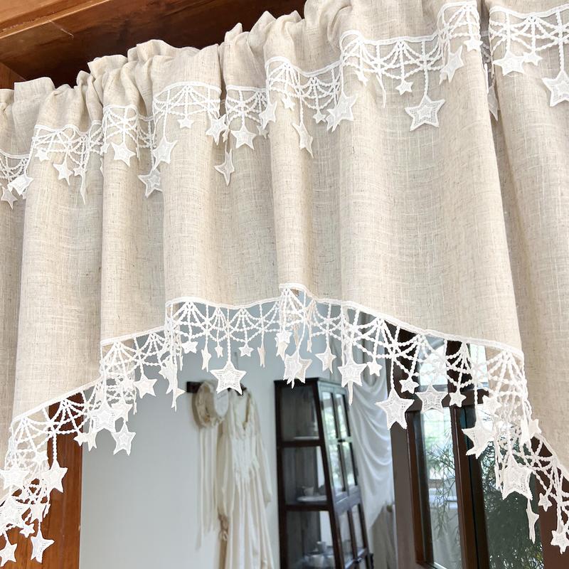 ⏳Limited-time 50% off💥Versatile Country Style Curtain with Star Lace Trim⭐️