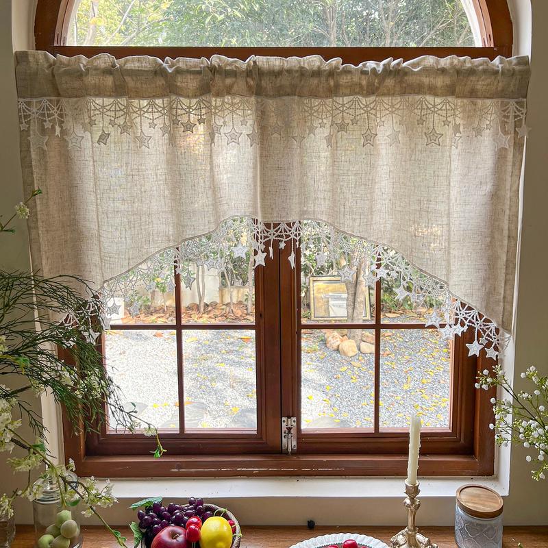 ⏳Limited-time 50% off💥Versatile Country Style Curtain with Star Lace Trim⭐️