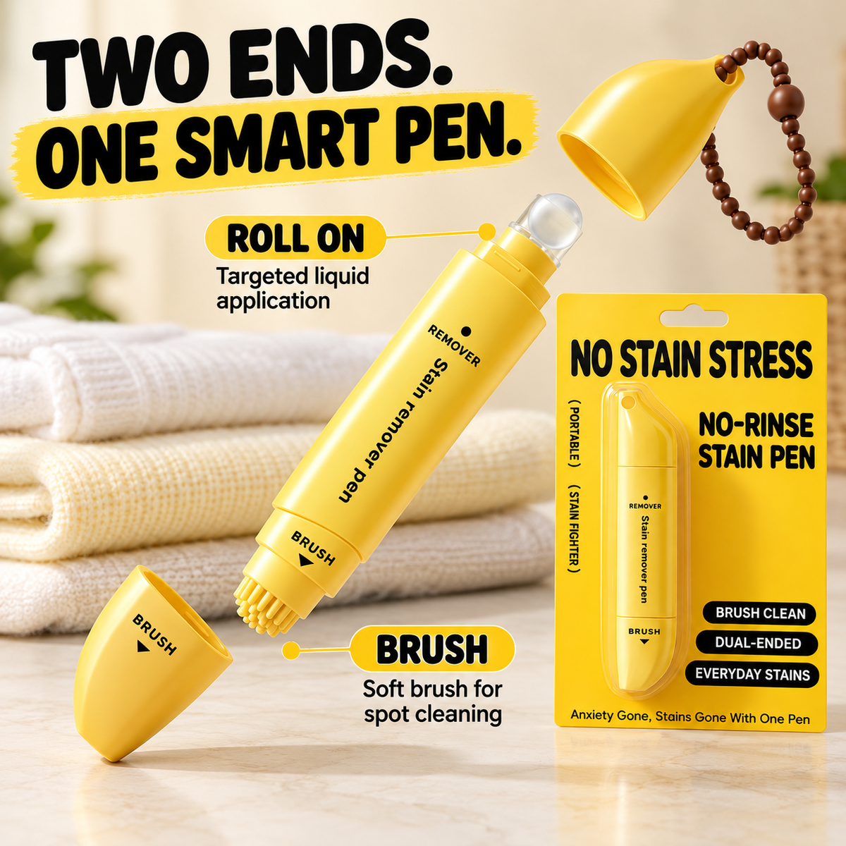 🧼 Portable Dual-Head Stain Remover Pen✨ Instant No-Rinse Emergency Spot Cleaner for Clothes, Oil & Coffee Stains