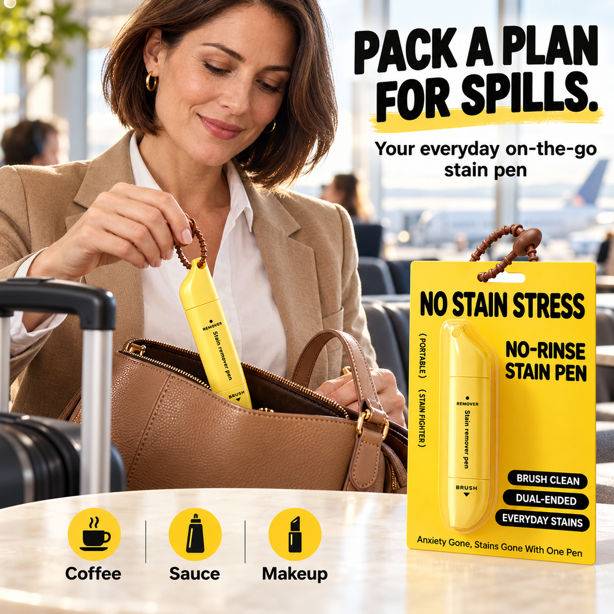 🧼 Portable Dual-Head Stain Remover Pen✨ Instant No-Rinse Emergency Spot Cleaner for Clothes, Oil & Coffee Stains