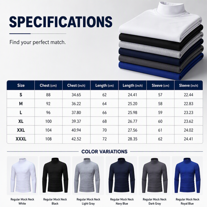 👕 Streamlined Silhouette, Comfortable Neck Coverage | Men's Slim Fit Mock Turtleneck Top