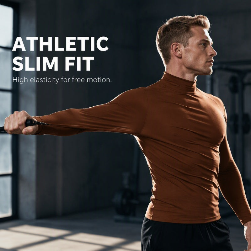 👕 Streamlined Silhouette, Comfortable Neck Coverage | Men's Slim Fit Mock Turtleneck Top